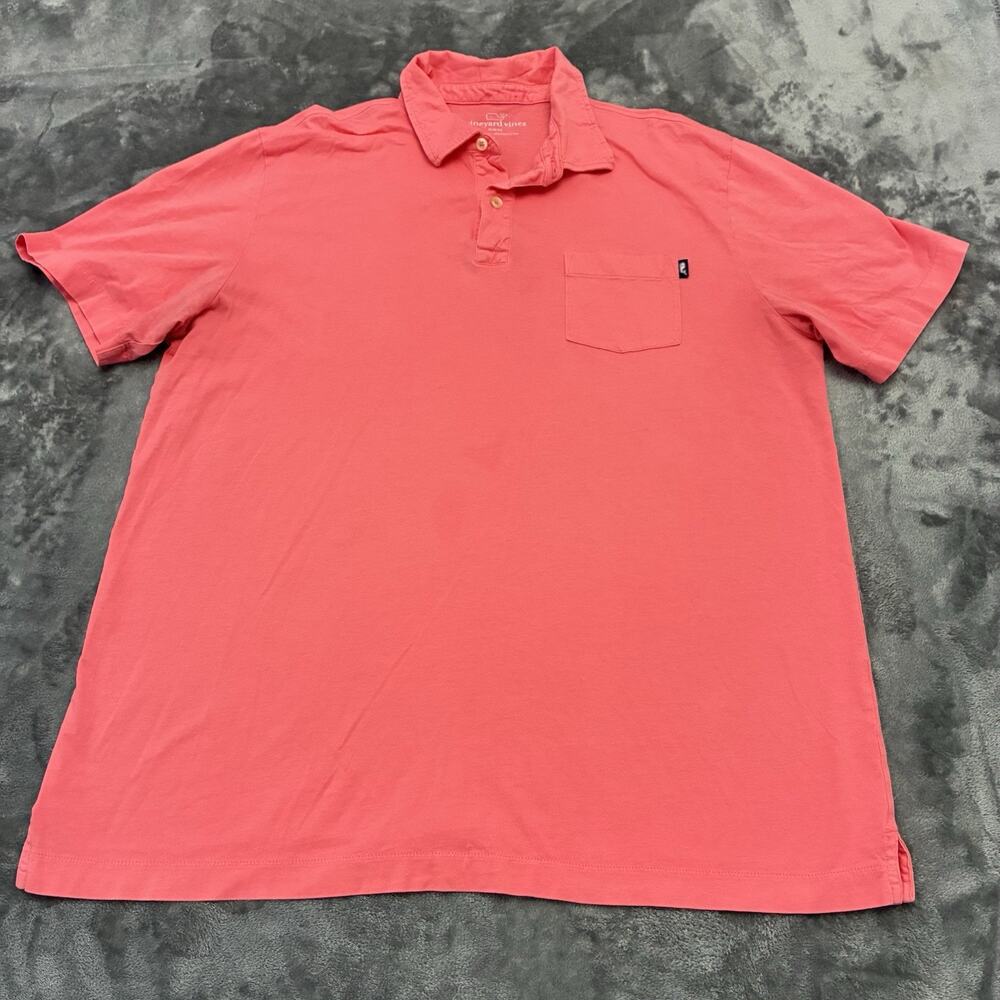 Vineyard Vines Slim Fit Polo Shirt Mens Sz.Large Pink Salmon Pima Preppy Golf